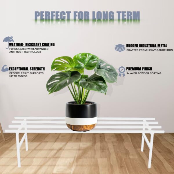 Pivalo Rectangle Plant Stand Anti-Rust Metal Flower Pot Holder 120 kg Capacity Outdoor and Indoor Planters Gamla Stands for Balcony & Living Room Home Decor (Pack of 4, White)