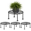 Pivalo Round Plant Stand Galvanised Metal Gamla Support Corner Rack Display Shelf Indoor & Outdoor Flower Pot Holder for Planters Home Garden Balcony Decoration (Pack of 4, Black)