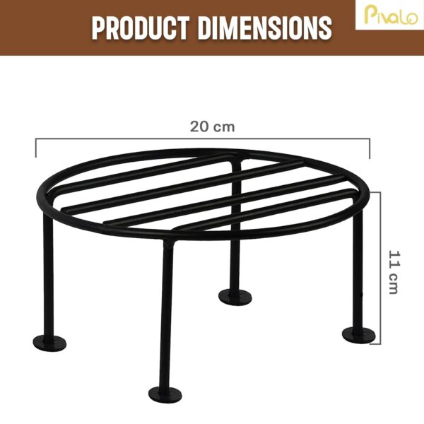 Pivalo Round Plant Stand Galvanised Metal Gamla Support Corner Rack Display Shelf Indoor & Outdoor Flower Pot Holder for Planters Home Garden Balcony Decoration (Pack of 4, Black)