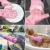 Pivalo Silicone Gloves Reusable Rubber Dishwashing Kitchen Scrubber for Pet Grooming Washing Dishes Bathroom Car - (1 Pair, Multicolour)