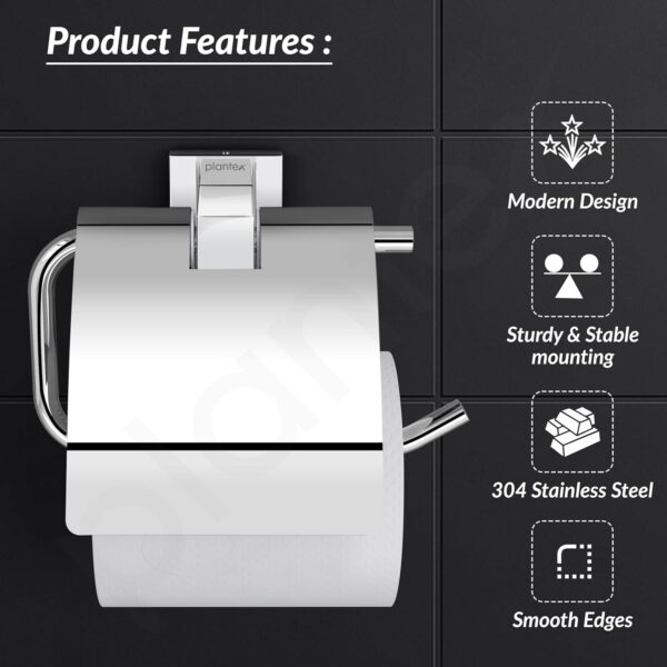 Plantex 304 Grade Stainless Steel Tissue Paper Holder/Toilet Paper Roll Holder/Toilet Paper Holder for Bathroom Accessories - Splash (Chrome)