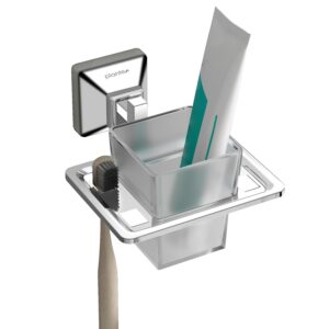 Plantex 304 Grade Stainless Steel Tooth Brush Holder/ABS Tumbler Holder/Tumbler Stand/Bathroom Accessories - Squaro (Chrome)