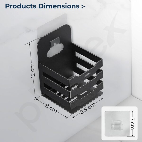 Plantex Self Adhesive Tumbler Holder for Barthroom/Stainless Steel Toothbrush Holder/Toothpaste Stand/Bathroom Accessories - Pack of 1 (1252, Black)