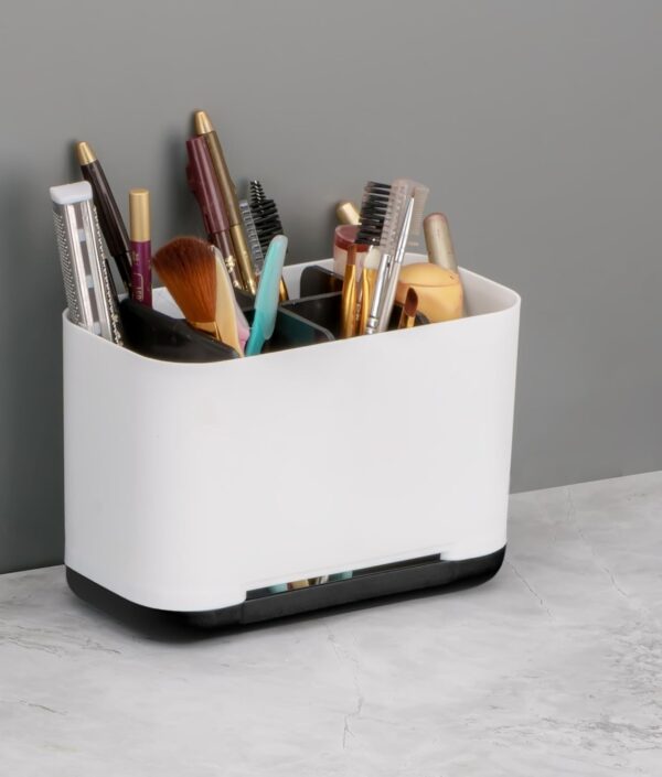 Plastic Razor Shaving Kit and Toiletries Cosmetics Organizer,Toothbrush Caddy, Bathroom Toothbrush Toothpaste Tube Holders Organizer Container Stand Storage Box for Easy-Store(Black)