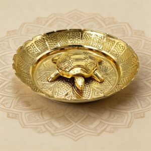 Plus Value Vastu Feng Shui Brass Tortoise with Plate for Career Opportunities and Good Luck Brass Turtle Metal Kachua Plate Handicraft Decor Items for Home, Office for Mom Dad Housewarming