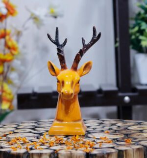 Polyresin Lucky Deer Family Showpieces for Home Decor | Decorative Items Living Room | for Office, Best for Gifting- Mustard Color