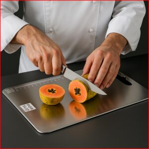 Porslin by Philips Stainless Steel Chopping Board, Chopping Board Steel Porslin by Philips Stainless Steel Chopping Board, Chopping Board Steel Vegetable Cutting Board Steel for Kitchen Use, SS Chopper Board, Metal Cutter Board 31 X 21cm, Premium, Heavy Duty