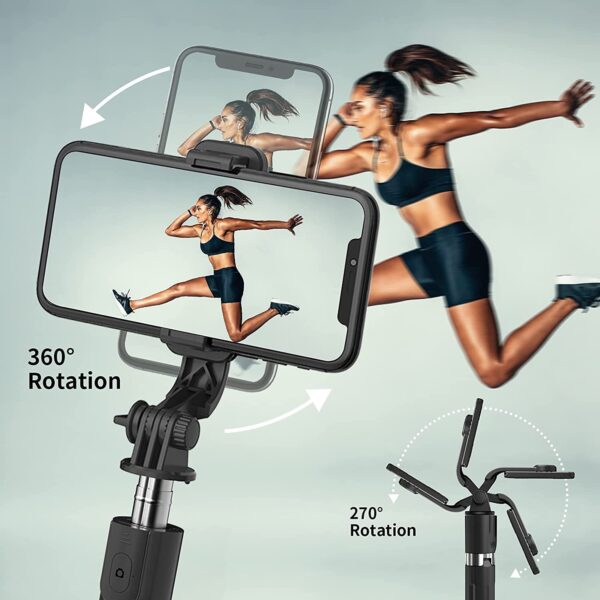 Portable Selfie Stick,Handy Tripod with Detachable Wireless Remote&Mini Tripod Stand for iPhone 13 12 11 Pro Xs Max Xr X 8 7 6 Plus,Smartphone (Without Light)(Black) Pack of 1