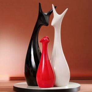 Premium Deer Family Set of 3 Showpiece | Decorative Statues for Home Decor | Ceramics Showpiece for Living Room | showpiece Sculptures Animal Figurine | House Warming Gift size-7x7x25 cm