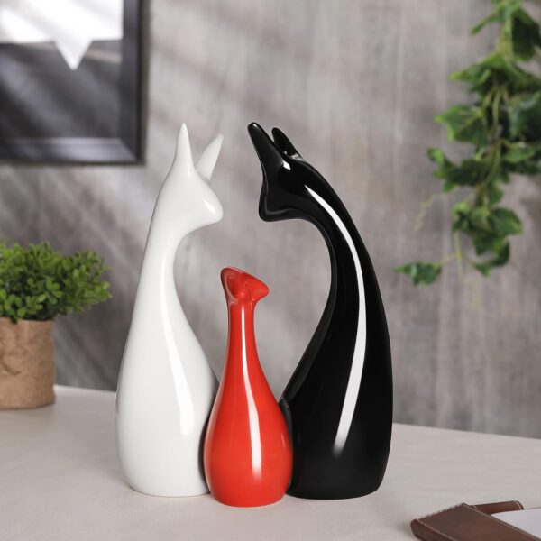 Premium Deer Family Set of 3 Showpiece | Decorative Statues for Home Decor | Ceramics Showpiece for Living Room | showpiece Sculptures Animal Figurine | House Warming Gift size-7x7x25 cm