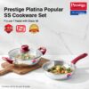 Prestige Stainless Steel 2 Pc Cookware Set with Glass Lid | Platina Popular | Fry Pan 24cm (2.25 L) | Kadai 24cm (2.8 L) | TRIPLY Base | Gas & Induction Compatible | Even Heating | 5Y Warranty | ISI