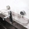Primechoice Basin Sink Organizer with Suction + Adhesive Mount – Transparent Wall Shelf for Soap, Bottles, Sponge, Toothbrush & Cleaning Accessories | No-Drill Bathroom Storage Rack (Pack of 1)