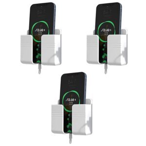 Prolet Wall Mounted Mobile Holder & Storage Case for Remote with Charging Port, Adjustable Viewing Angle, Multi-Purpose Wall Stand for Phones, Tablets & Electronics – White (Pack of 3)