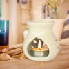 Pure Source India Ceramic Clay Candle Operated Aroma Burner|Oil Diffuser Coming with 1 Tea Candle (Ivory White; 9 Cm)