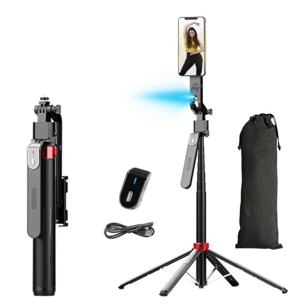 Q185 Auto Face Tracking AI Gimbal Selfie Stick Tripod Stand,Detachable Q185 Auto Face Tracking AI Gimbal Selfie Stick Tripod Stand,Detachable Bluetooth Remote Compatible for iPhone/Android, Best for Vlogging/Photo Shoot (Q185 AUTO FACE Tracking Selfie Stick)