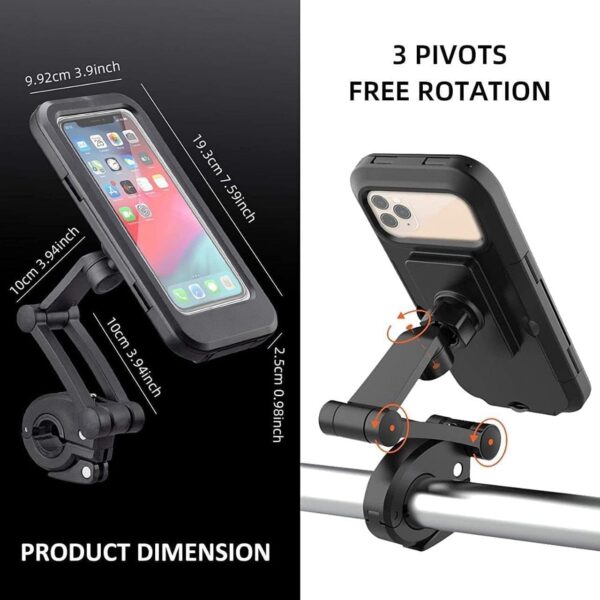 QEVRA Waterproof Mobile Phone Holder Car Bike 360 Degree Rotating Magnetic Mobile Stand Video Shoot Universal Motorcycle Mount Touch-Sensitive Screen (Motorcycle Case Mobile Holder)