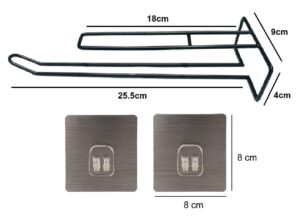 RAYMOX Self Adhesive Wall Mounted 3 in 1 Multi Functional Kitchen Rack for Towel Holder, Tissue Paper Rack, Wine Glass Holder - No Drilling (2)