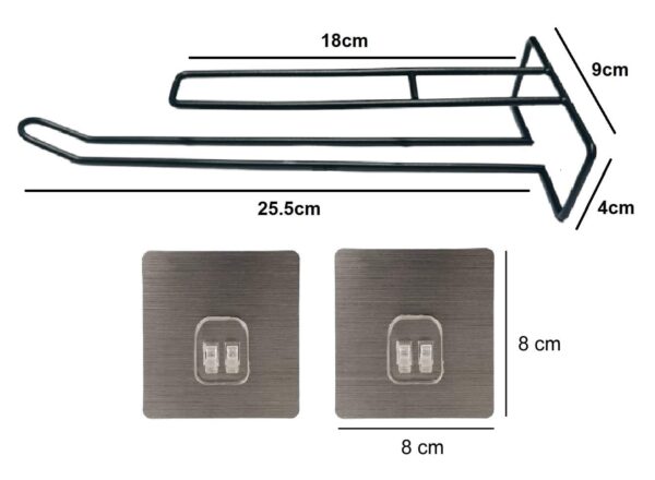 RAYMOX Self Adhesive Wall Mounted 3 in 1 Multi Functional RAYMOX Self Adhesive Wall Mounted 3 in 1 Multi Functional Kitchen Rack for Towel Holder, Tissue Paper Rack, Wine Glass Holder - No Drilling (2)