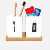 ROSTON Teak Wood Toothbrush Holder Accessories Holders,Bathroom Organizer 2 Compartments, ROSTON Teak Wood Toothbrush Holder Accessories Holders,Bathroom Organizer 2 Compartments, White