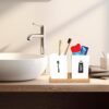 ROSTON-Teak-Wood-Toothbrush-Holder-Accessories-HoldersBathroom-Organizer-2-Compartments-White.jpg ROSTON Teak Wood Toothbrush Holder Accessories Holders,Bathroom Organizer 2 Compartments, White