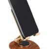 RT 360 Degree Rotation Wooden Golden Premium Metal Mobile Holder for Desktop and Tables Adjustable Height and Angle Compatible with All Smartphones and Tablets 4-10"' Anti Slip Bracket Mobile Stand