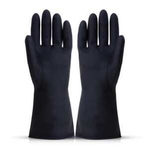 Robustt Heavy Duty Rubber Hand gloves - 1 Pair (Free Size, Black) for Dishwashing, gardening, kitchen cleaning