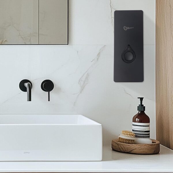 Robustt Manual Wall Mounted Liquid Soap Dispenser - Black (200 ml, Pack of 1) - with Adhesive Hooks | Leak-Proof, Transparent Window, Easy Installation