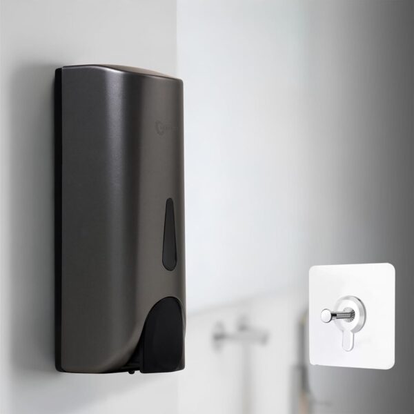 Robustt Stylish Wall Mounted Liquid Soap Dispenser - Gun Grey (300 ml, Pack of 1) - with Adhesive Hooks | Easy Installation for Bathroom & Kitchen - Durable ABS Material, Sleek Design