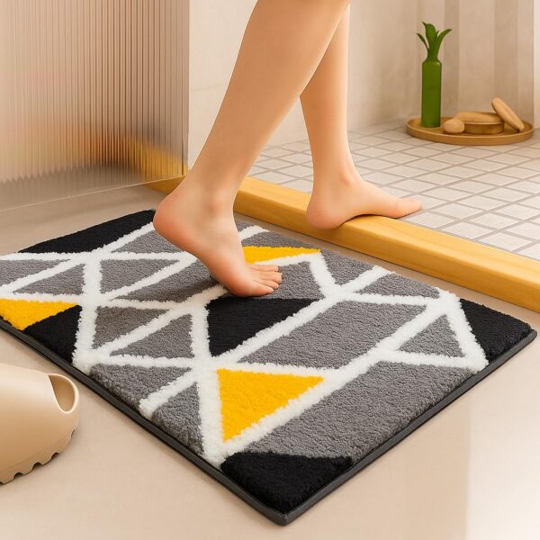 Roseate Mosaic Super Soft (40x60 cm) Microfibre 2000 GSM Bath Mat Super Absorbent Anti-Skid Door Mats for Home/Bathroom Mat/Bedroom/Kitchen/Floor Mat (Grey) Pack of 1