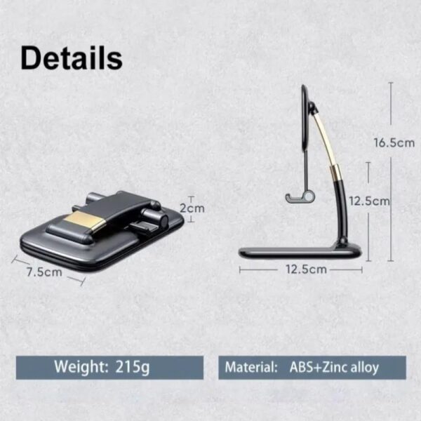 Rotatable & Foldable Universal Mobile Stand with Stable Metallic Base Rotatable & Foldable Universal Mobile Stand with Stable Metallic Base Adjustable Height & Multi-Angle Holder for Smartphones Tablets Kindles iPhone iPad (Black)