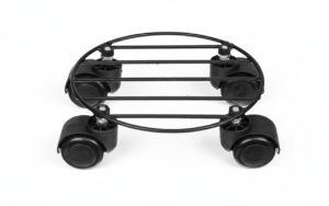 Round Metal Plant Stand with Wheels (Pack of 1) | Round Metal Plant Stand with Wheels (Pack of 1) | Heavy Duty Pot Trolley for Home, Balcony & Garden | Black