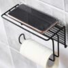 Royal Brothers Self Adhesive Toilet Paper Holder/Tissue Paper Roll Holder with Mobile Stand/Towel Bar Hanger Storage Rack/Bathroom Accessories (Black)