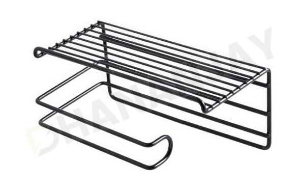 Royal Brothers Self Adhesive Toilet Paper Holder/Tissue Paper Roll Holder with Mobile Stand/Towel Bar Hanger Storage Rack/Bathroom Accessories (Black)