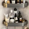 Royal-Pro Bathroom Shelf for Wall Corner - Pack of 2 Adhesive Rack Organiser for Bathroom Without Drill Nail Free Stainless Steel Rust Proof Two Ways Installation with All Accessories