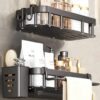 Royal- Pro Bathroom Shelf for Wall Pack of 2 Shelf with Self Adhesive Stickers Washroom Organizer with Accessories Wall Mount Shelves Racks for Bathroom Storage