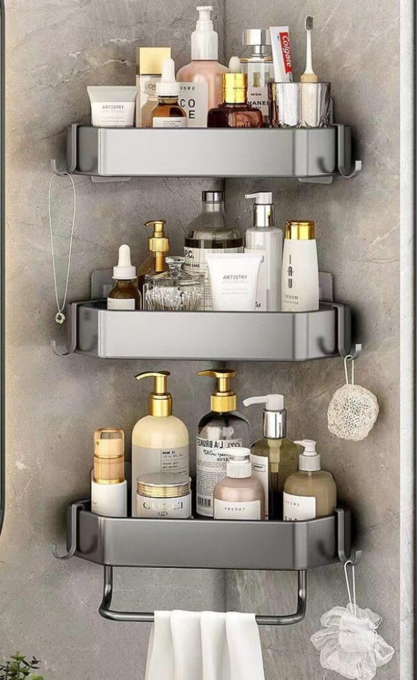 Royal-Pro Self Adhesive Drill Free Bathroom Organsier Shelf for Wall Royal-Pro Self Adhesive Drill Free Bathroom Organsier Shelf for Wall Corner Pack of 3 Shelf for Bathroom Accessories Set