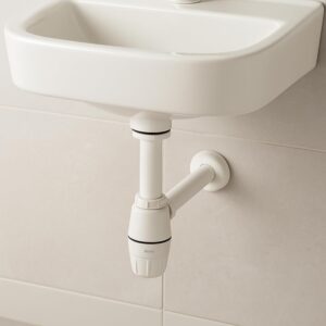 Ruhe® ABS Bottle Trap for Washbasins | Matte Finish Bottle Trap with Wall Flange| 12 Inches Pipe | Round | Ivory | Adjustable Height for Bathroom & Kitchen |Anti Cockroach Tarp