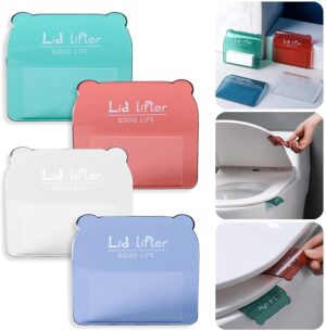 Rushwak(Pack Of 4) Toilet Seat Lifter Self-Adhesive Toilet Seat Holder With Double Tape Toilet Seat Lifter Handle Clip Water Closet Toilet Lifter Avoid Direct Contact With Cover&Seat(Multi) Plastic