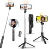 S1 Selfie Light Stick with Tripod Stand, 3 in 1 Multifunctional Design, Rechargable LED Light with Two Brighness Levels for Make up, Selfie, Vlogging & Photo Shoot, Selfie Stick with Bluetooth Remote