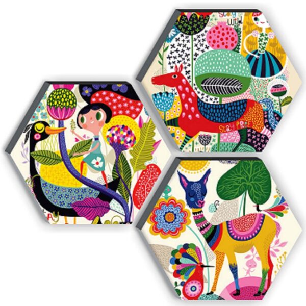 SAF Wood Set Of 3 Hexagon Kid'S Room Decor Modern SAF Wood Set Of 3 Hexagon Kid'S Room Decor Modern Art 6Mm Mdf Uv Textured Home Decorative Gift Item 12 Inch X 12 Inch Abstract Painting Sanfhx17