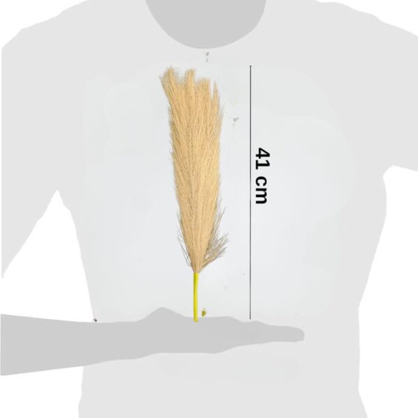 SATYAM KRAFT 3 Pcs Faux Pampas Grass Small Artificial Flowers Fake Flower for Home Decoration, Office,Bedroom, Table Decoration and Craft Items Corner (Without Vase Pot) (Brown, 41 CM)