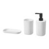 SELTOS®- 3 PC Bathroom Set White, (3 PC Set : Soap Dispenser, Toothbrush Holder, Tray) IKEA Make