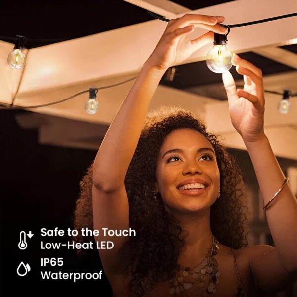 SK20 G40 Outdoor String Lights 50ft Decorative LED Bulbs IP65 Waterproof Shatterproof Indoor/Outdoor Lighting 0.6W Energy Saving Hanging Light for Backyard Terrace Garden Balcony (50+2 Bulbs)