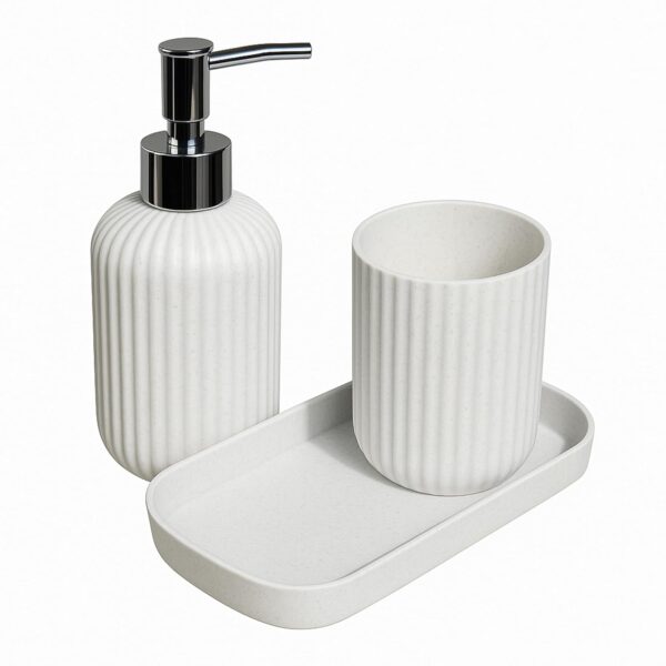 SKADIOO-3-Piece-Soap-Dispenser-Set-for-Bathroom-–-Soap-Dispenser-for-Wash-Basin-Toothbrush-Holder-Vanity-Tray-Countertop-Organizer-for-Modern-Bathroom-Decor-Sink-Storage.jpg SKADIOO 3-Piece Soap Dispenser Set for Bathroom – Soap Dispenser for Wash Basin, Toothbrush Holder, Vanity Tray & Countertop Organizer for Modern Bathroom Décor & Sink Storage.
