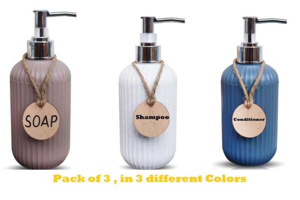 SKADIOO Liquid Soap Dispenser|Sanitizer Dispenser, Lotion, Shampoo Dispenser | 3 Handwash Bottle for Kitchen | Soap Dispenser for Wash Basin | 300 ML (Pack of 3,)