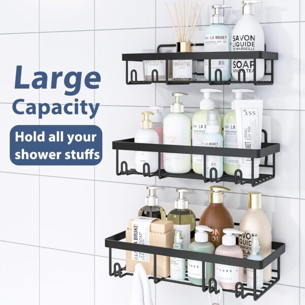 SNAPTRON 6 in 1 Self Adhesive Shelf Organizer/Bathroom Metal Racks and Shelves for Wall/Soap Holder & Tooth Brush Holder/Wall Stand for Bathroom Without Drill/Bathroom Accessories