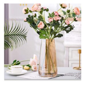 SPHINX Decorative Glass Vase for Flowers Plants Home Decor Office Living Table Decorations, Vases for Home Decor, Luster Glass Vase,Modern - (Crystal Amber, Approx 9 Inches Height)