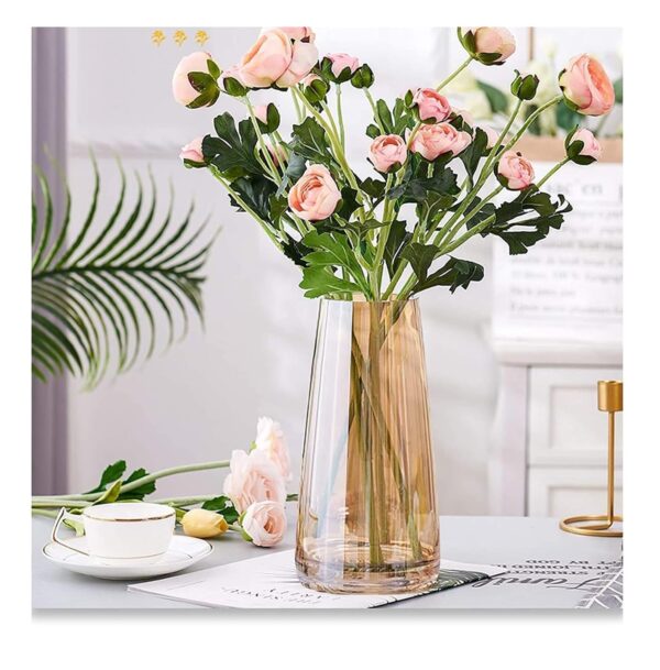 SPHINX Decorative Glass Vase for Flowers Plants Home Decor Office SPHINX Decorative Glass Vase for Flowers Plants Home Decor Office Living Table Decorations, Vases for Home Decor, Luster Glass Vase,Modern - (Crystal Amber, Approx 9 Inches Height)