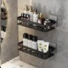 SR Self-Adhesive Multipurpose Wall Mounted Bathroom Shelves | Space-Saving Storage Organizer Racks for Bathroom and Kitchen Accessories | Stylish Wall Stand for Home, Office Use (Black-Pack of 1)