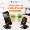 STRIFF mobSpin 360° Rotating Metal Phone Stand, Foldable Mobile Holder with Adjustable Height & Angle, Stable Round Base, Thick Case Friendly, for Smartphones, Tablets, Kindles & iPads – Black